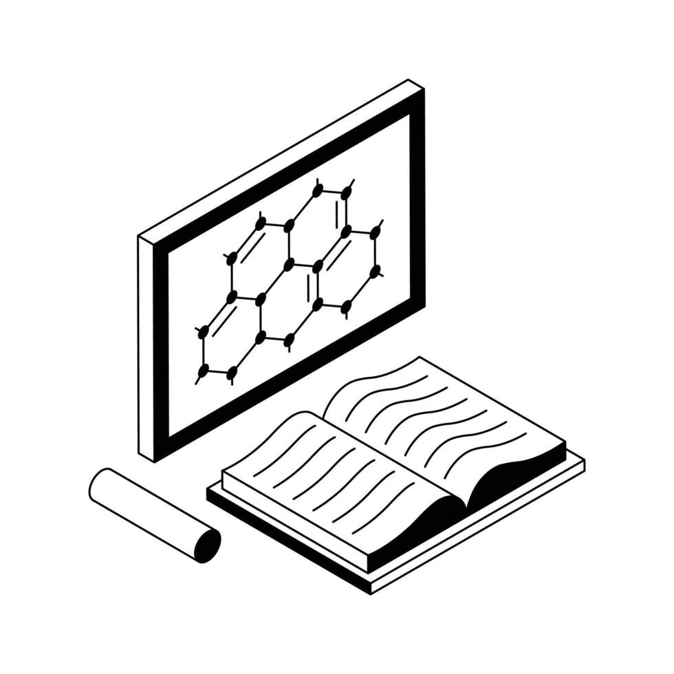 Ready to use isometric icon showing chemistry course lecture. vector