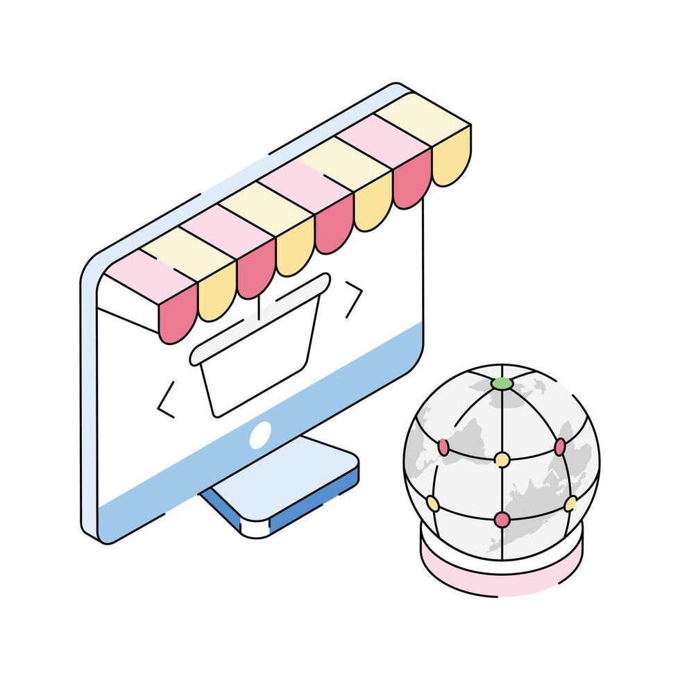 Catch a sight of this modern isometric outline icon of international shopping vector
