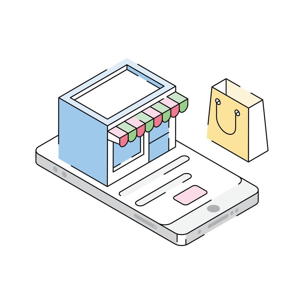 Have a look at this premium isometric outline icon of online shop vector