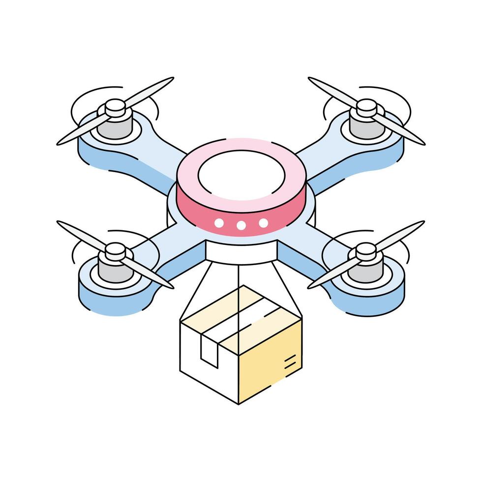 A captivating isometric style icon of drone delivery vector