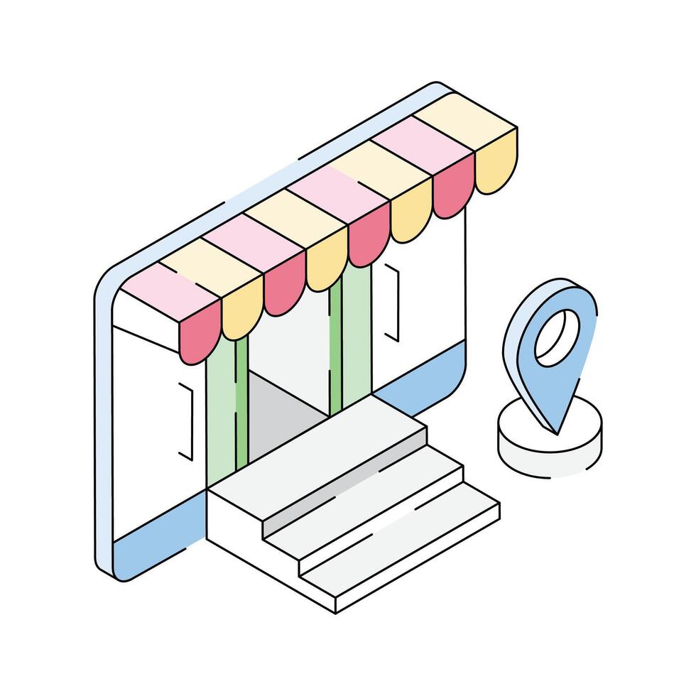 Have a look at this amazing isometric outline icon showing online shop location vector