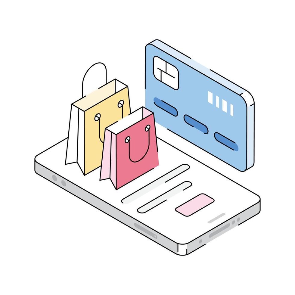 Here is a latest isometric style icon showing online card shopping vector