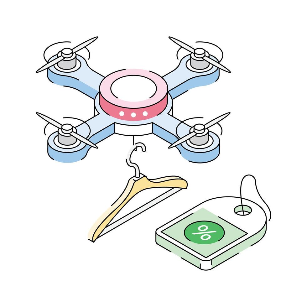 A customizable isometric style icon of drone shipping vector