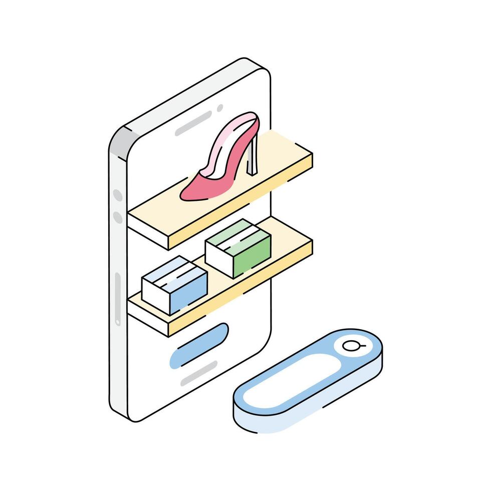 An editable isometric style icon showing phone shopping vector