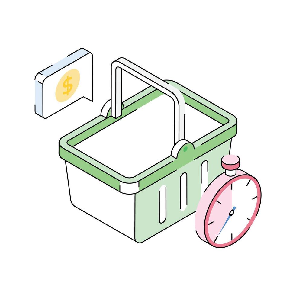 Easy to edit isometric style icon showing limited offer vector