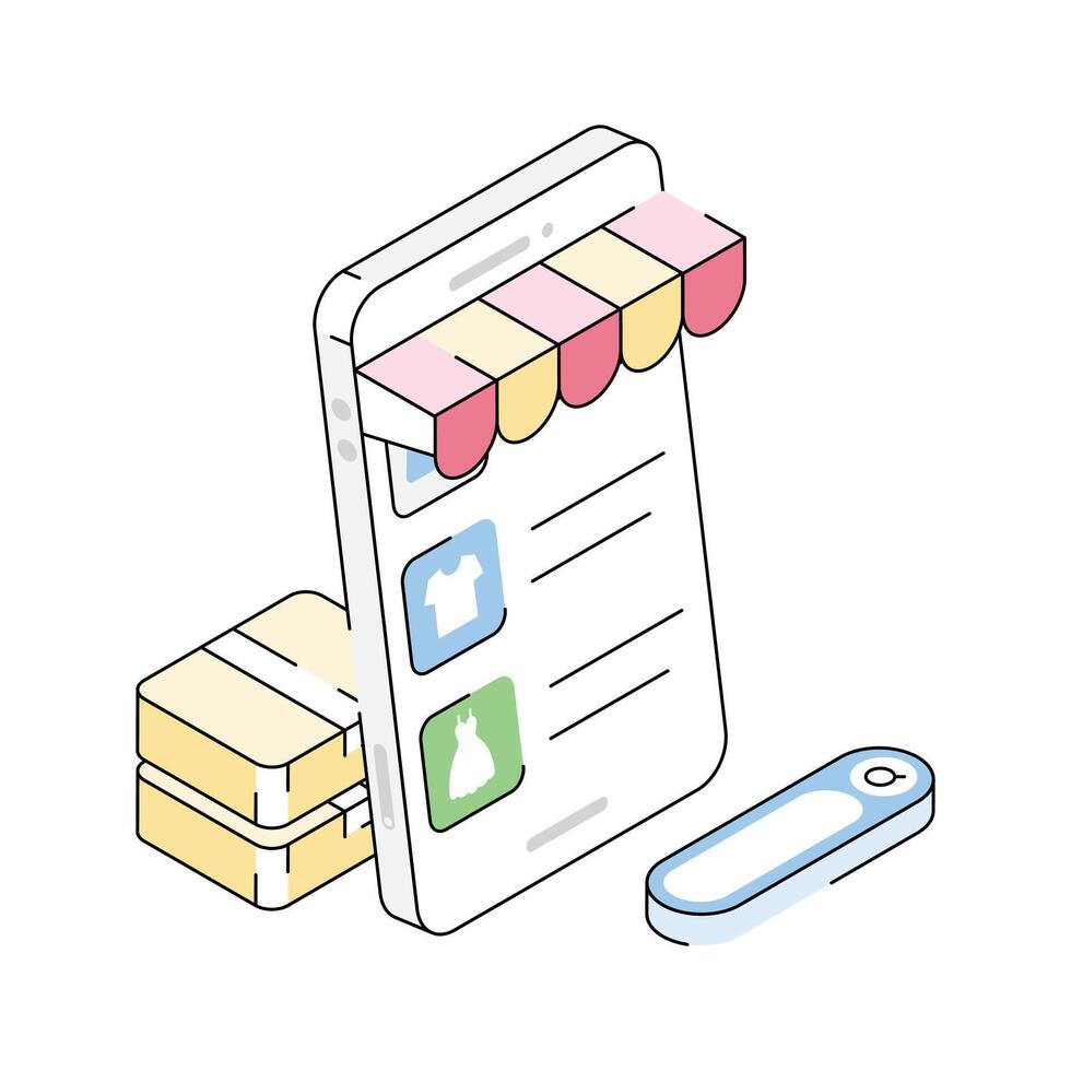 Ready to use isometric style icon of m commerce app vector