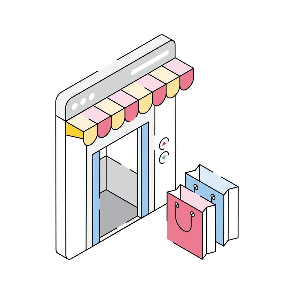 Have a look at this premium isometric outline icon of shopping webpage vector