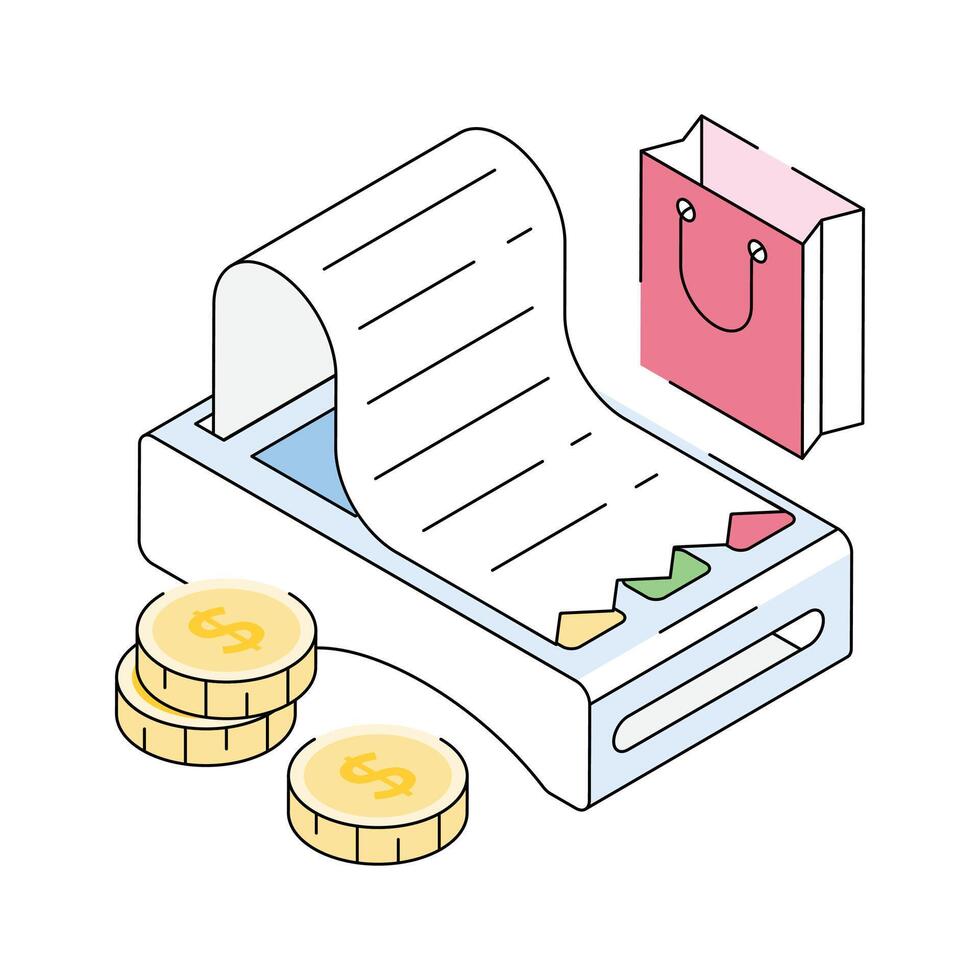 Online shopping bill icon amazingly designed in isometric outline style vector