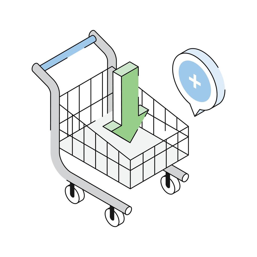 An icon of add to cart designed in isometric style vector
