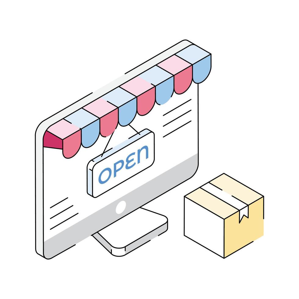 A handy isometric style icon of open store vector