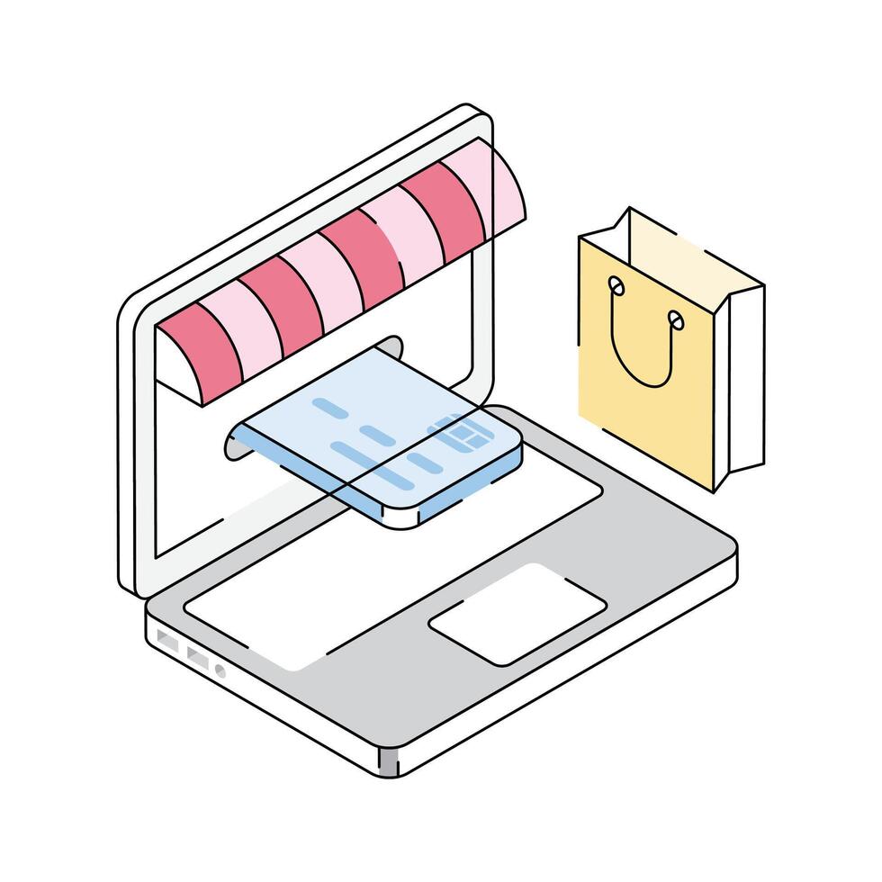 Modern isometric style icon depicting shopping payment with card vector
