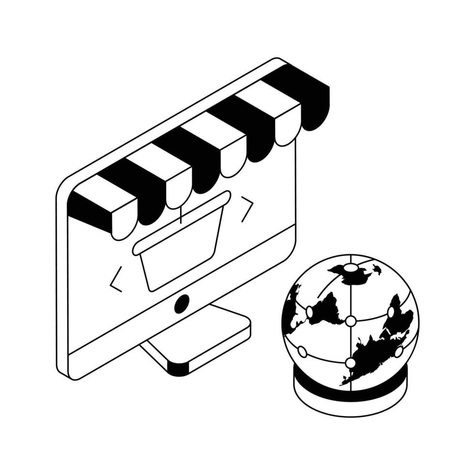 Catch a sight of this modern isometric outline icon of international shopping. vector