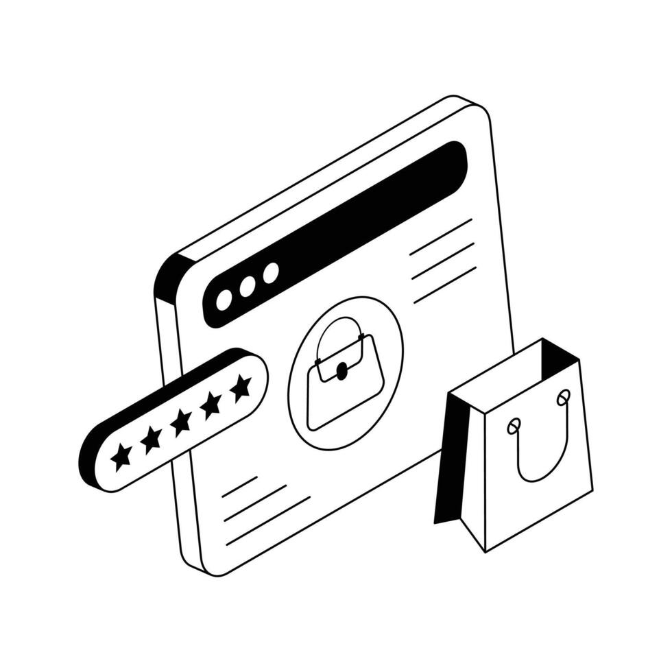 Online shopping reviews icon creatively designed in isometric style. vector