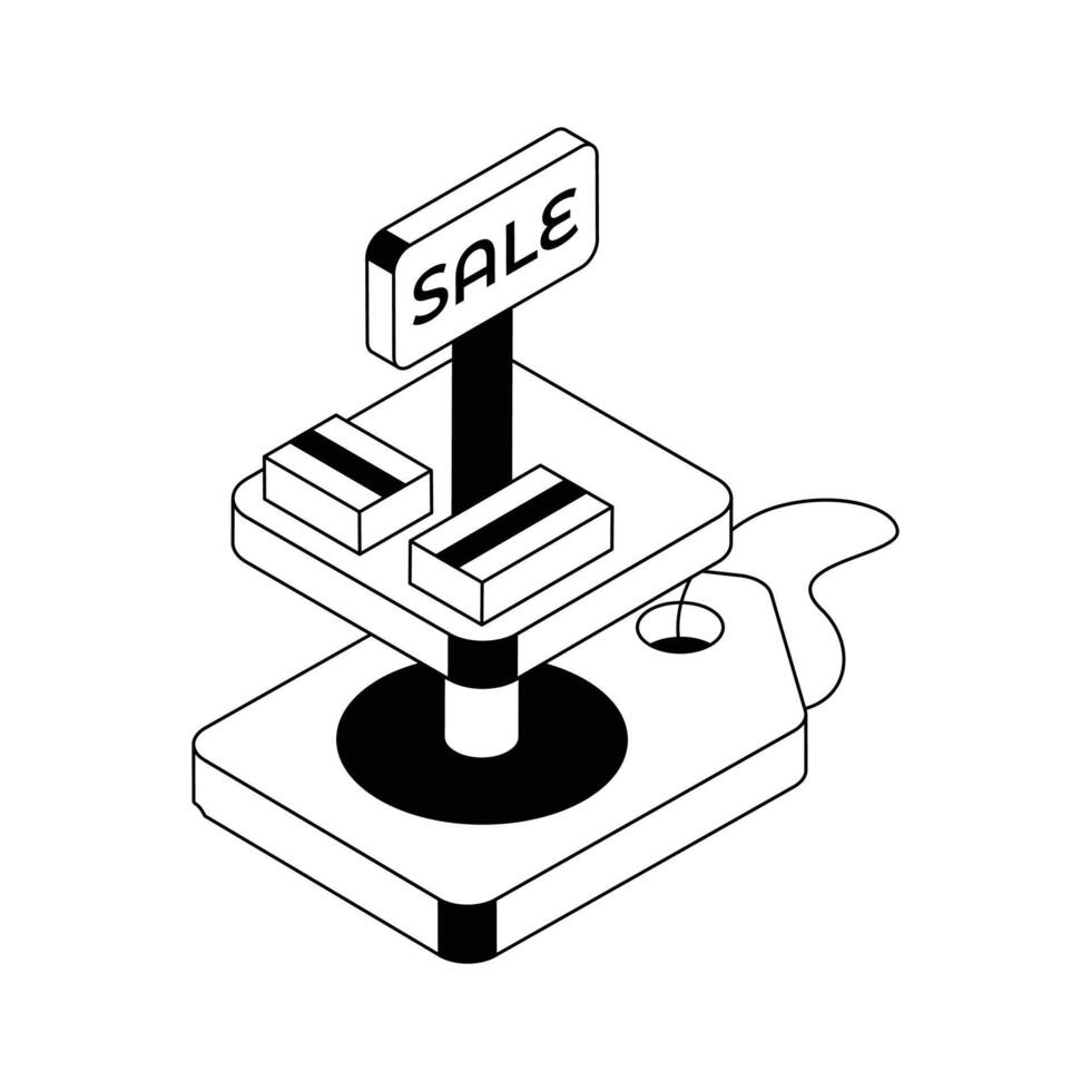 Easy to edit isometric style icon depicting product sale. vector