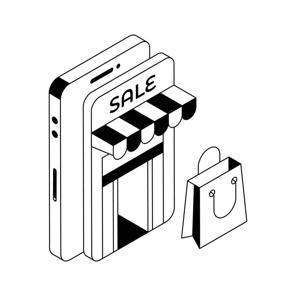 Modern icon of online shopping sale designed in isometric style. vector