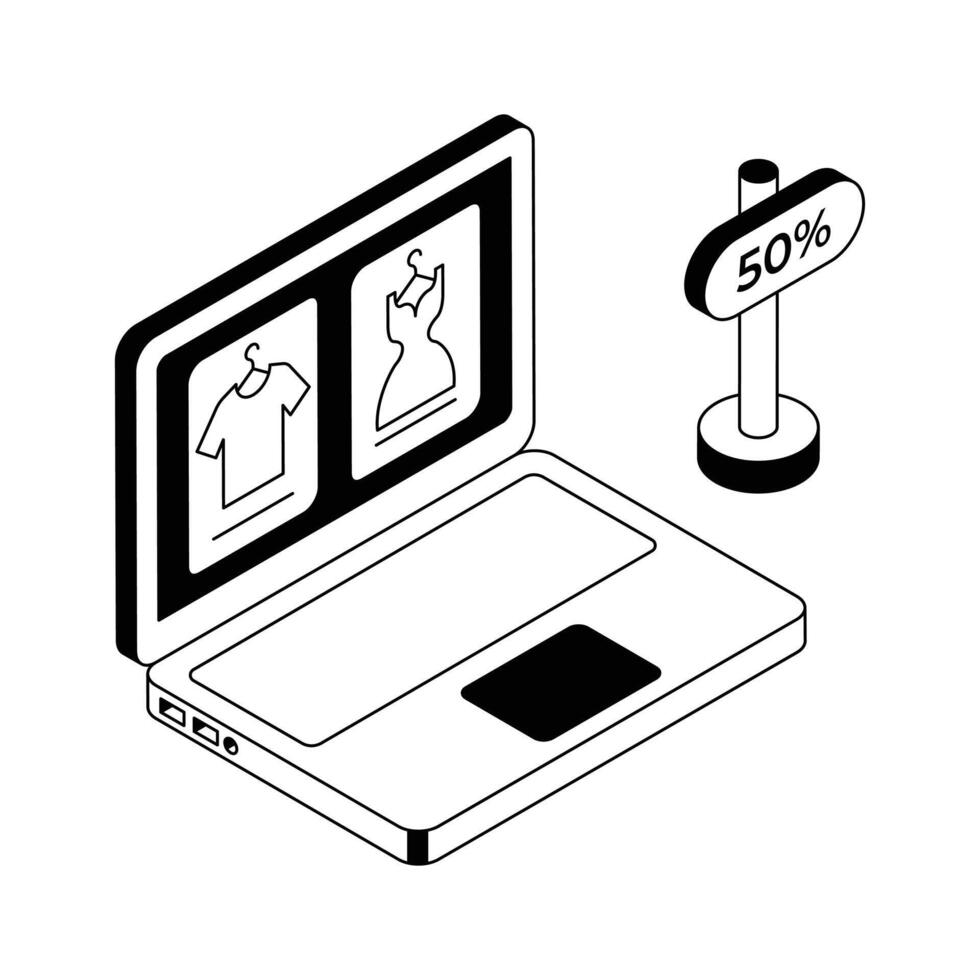 Creatively designed isometric outline icon of clothing sale. vector
