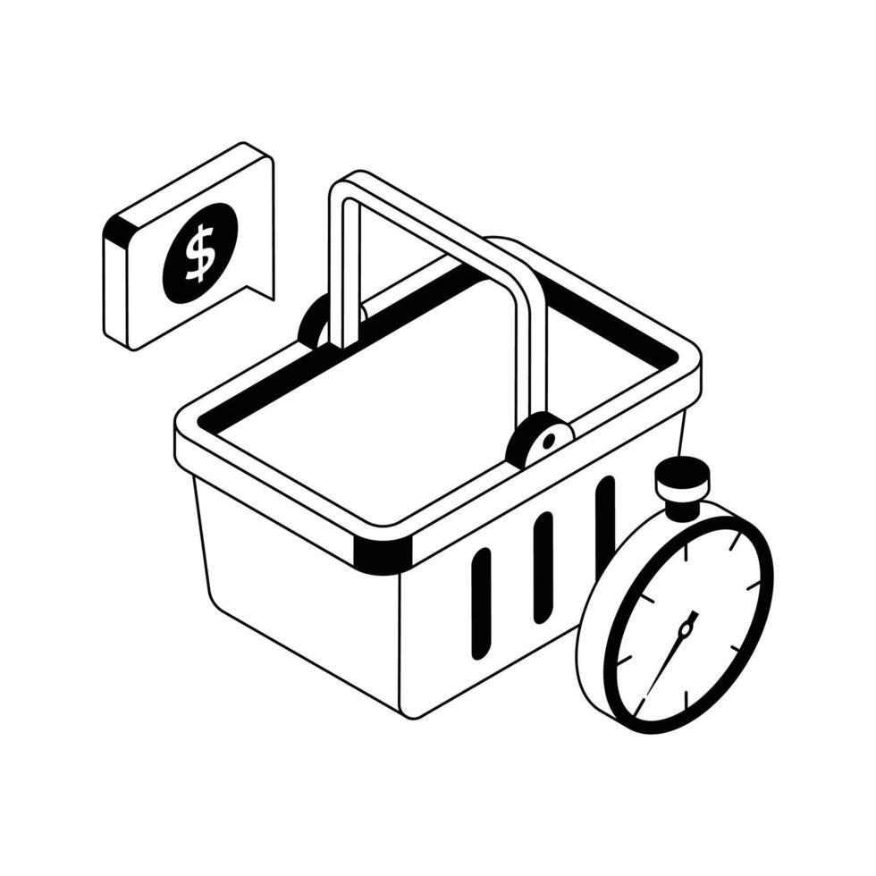 Easy to edit isometric style icon showing limited offer. vector