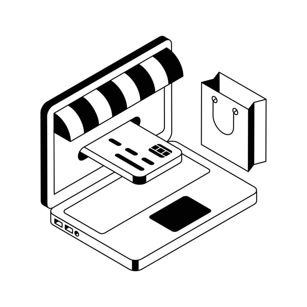 Modern isometric style icon depicting shopping payment with card. vector