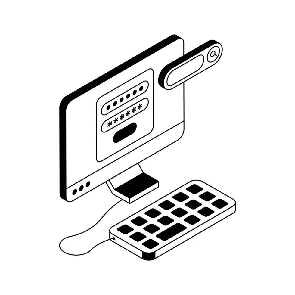 A captivating isometric style icon of login password. vector