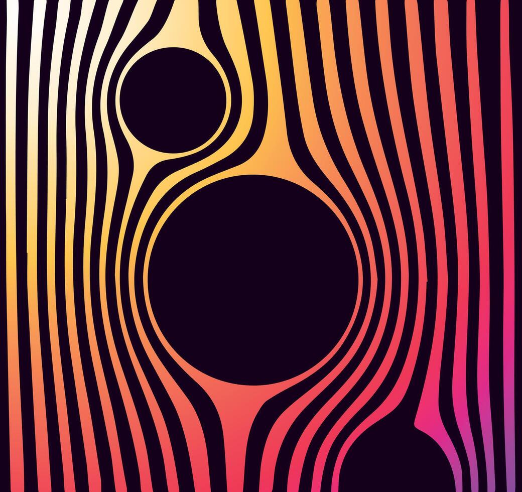 Abstract Retro Lines with Colorful Gradient. A digital abstract artwork featuring wavy retro lines in warm gradient colors, creating a vibrant, dynamic design. vector