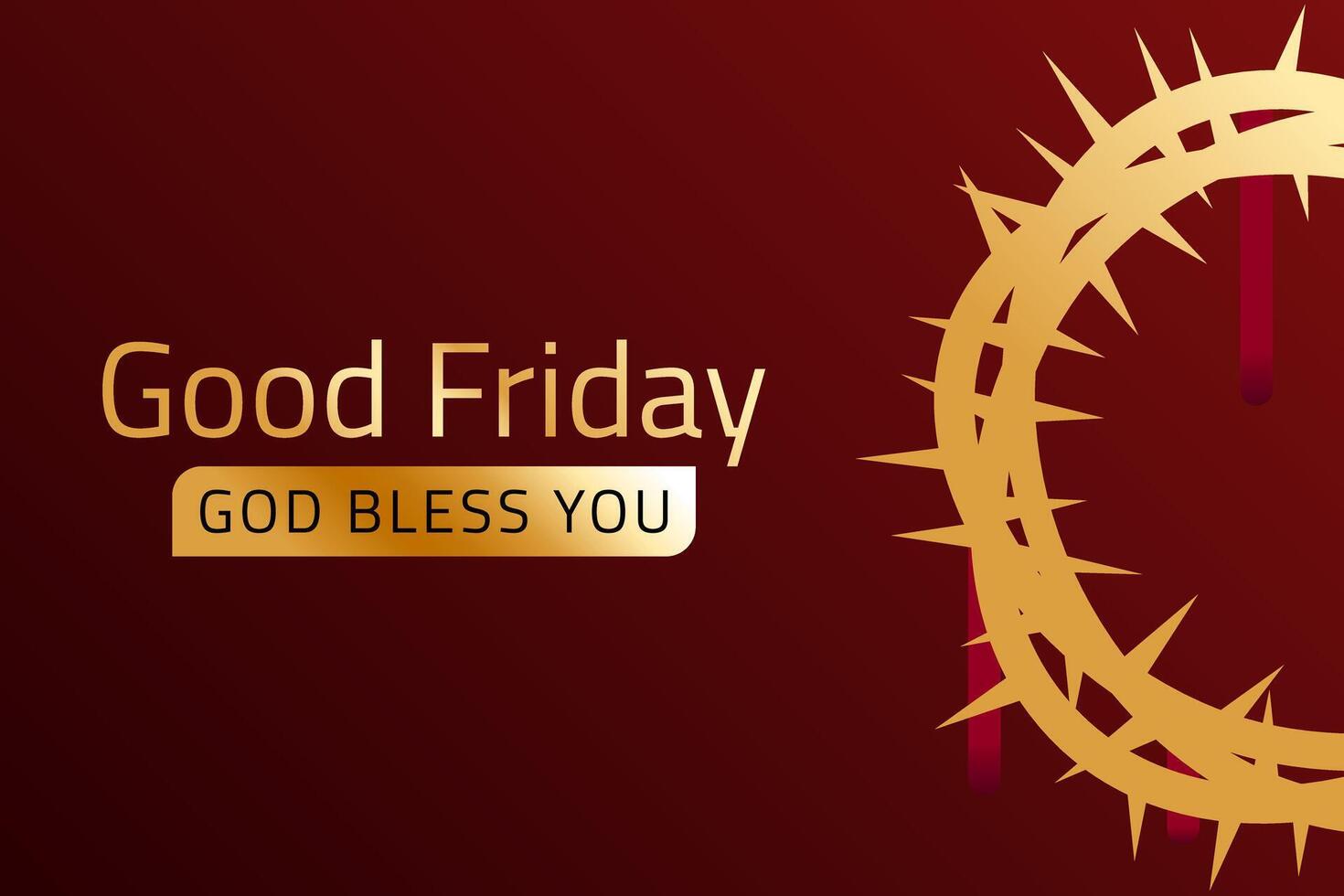 Good Friday golden crown of thorns on red gradient background vector