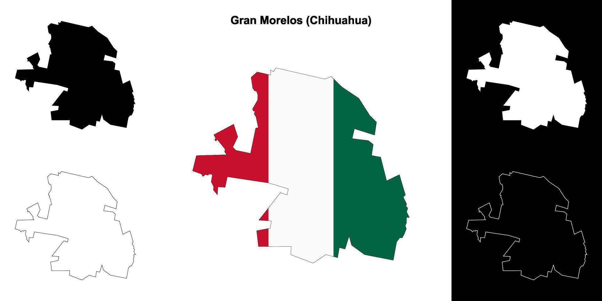 Gran Morelos municipality, Chihuahua outline map set vector