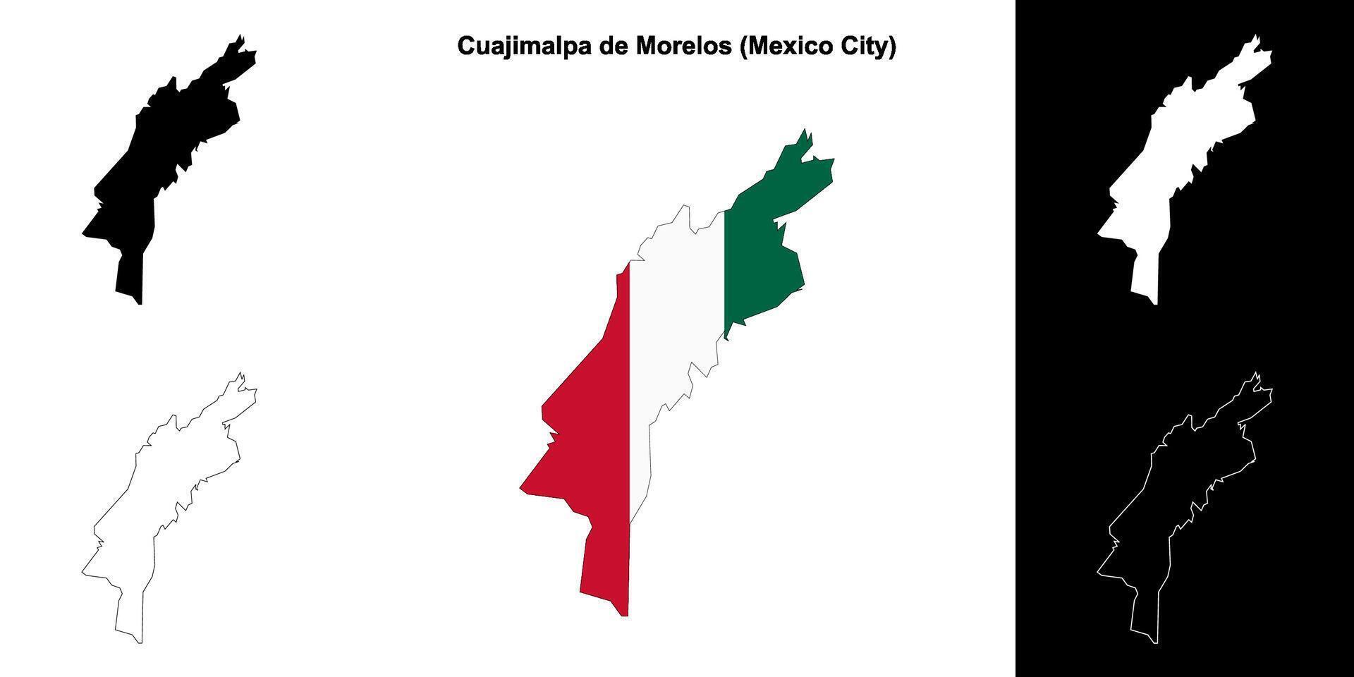 Cuajimalpa de Morelos borough, Mexico City outline map set vector