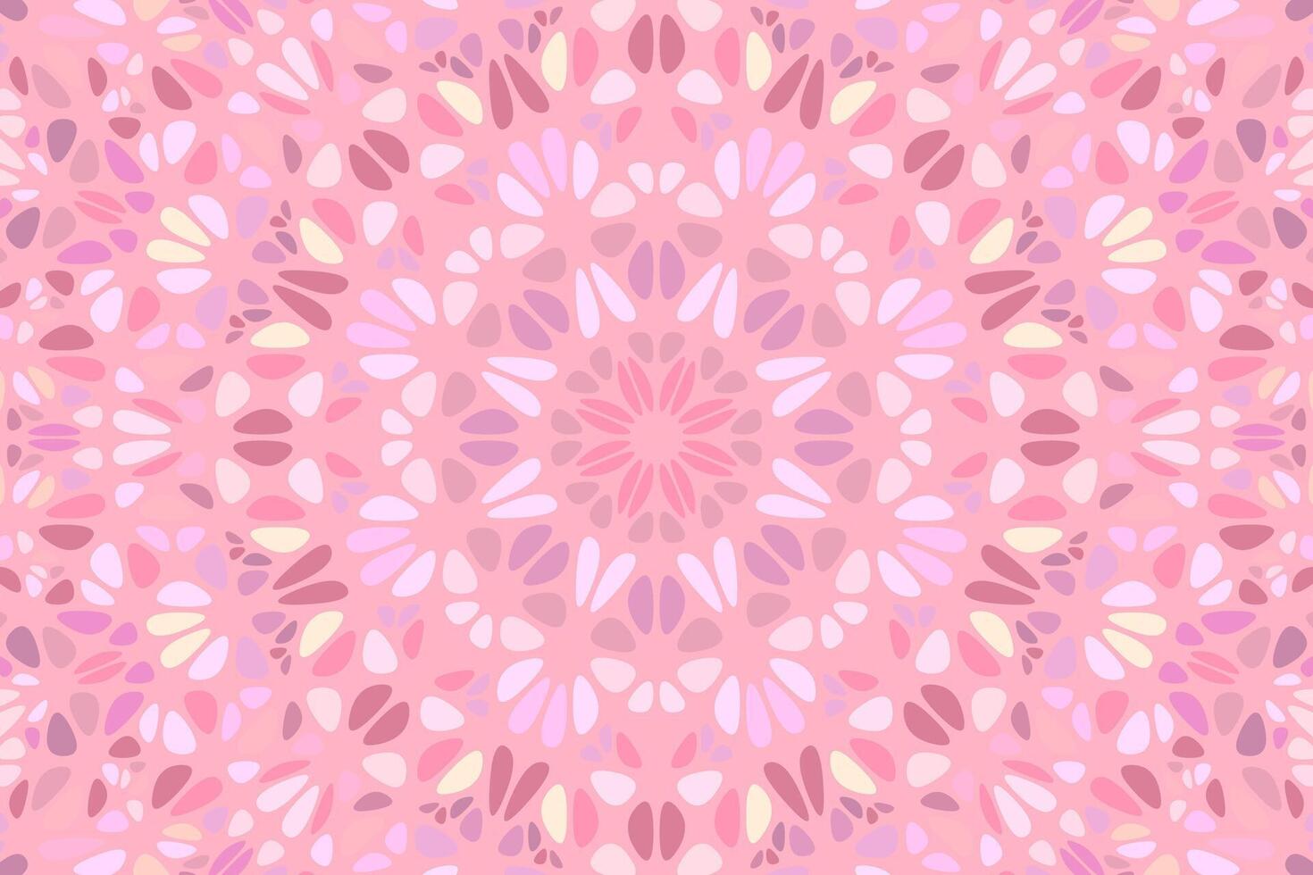 Dynamic radial flower mosaic landing page background in pink color vector