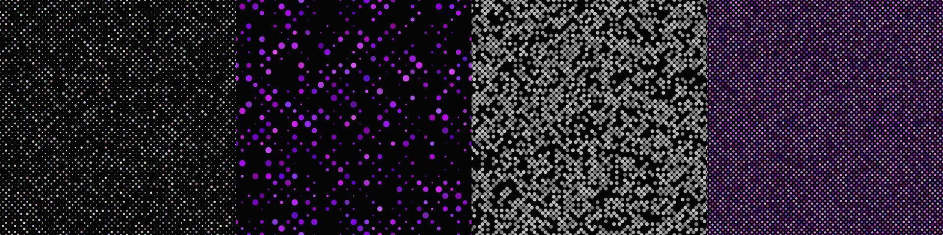 Seamless geometric dot pattern background design set vector