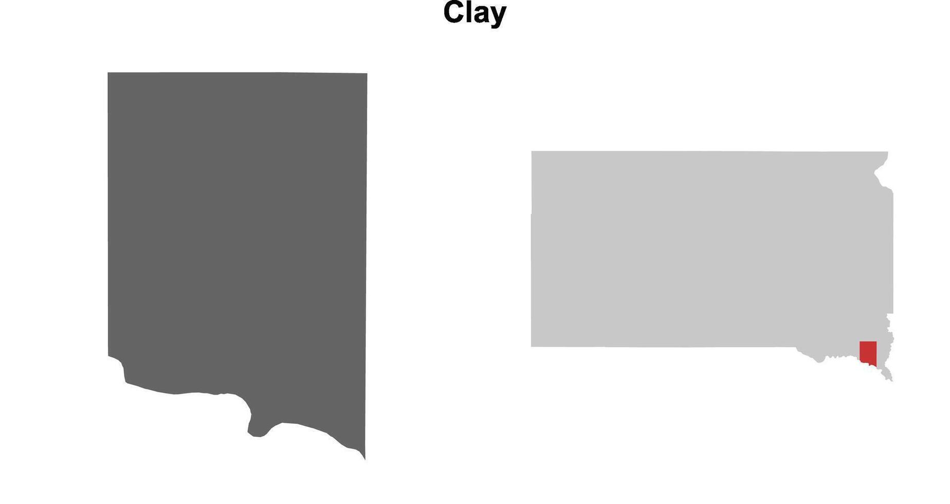 Clay County, South Dakota blank outline map set vector
