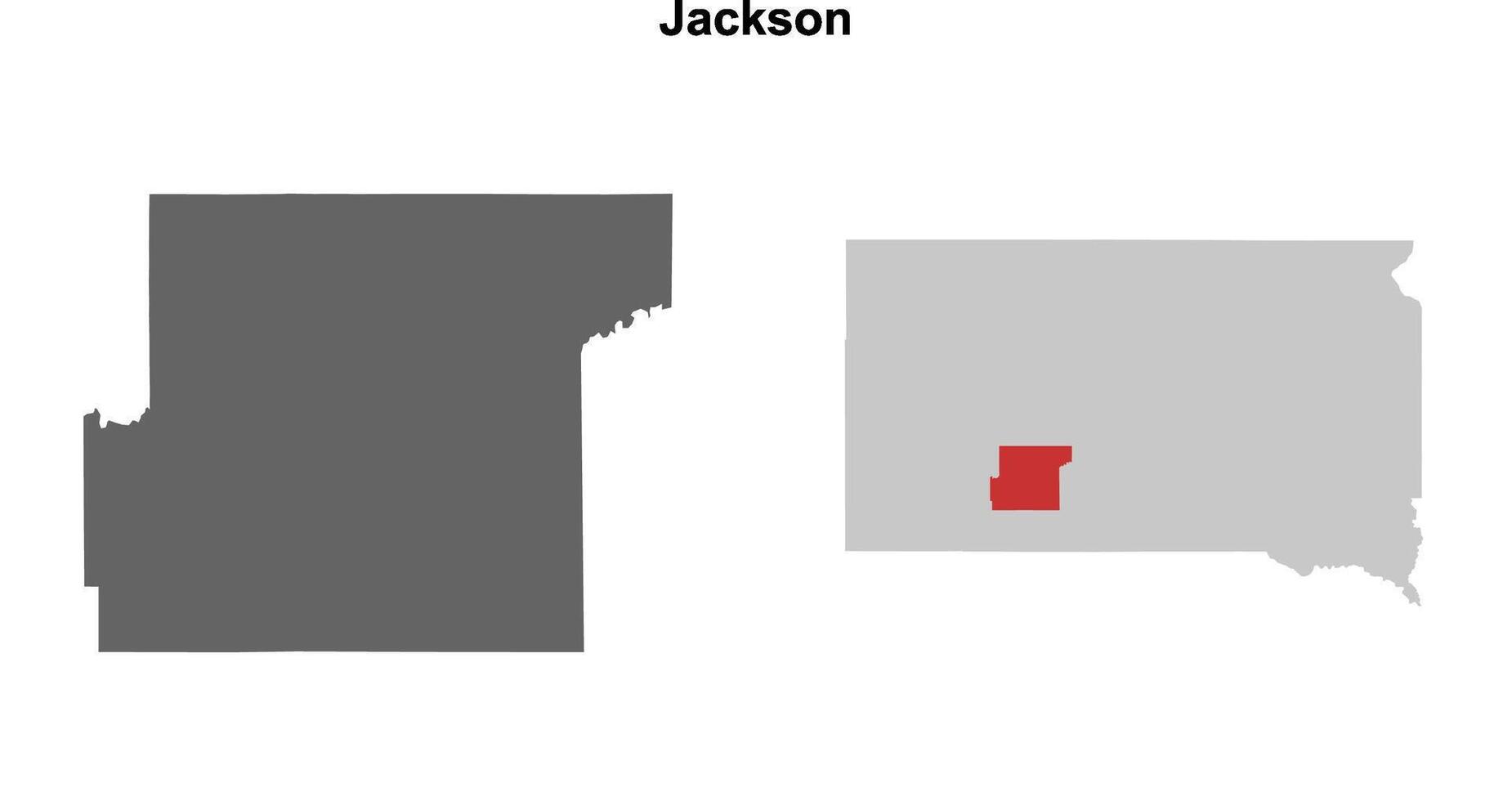 Jackson County, South Dakota blank outline map set vector