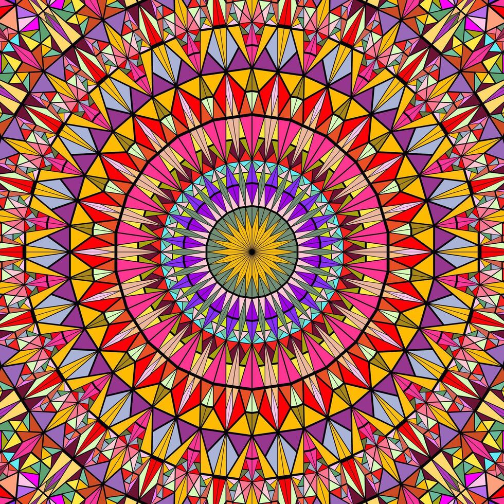 Dynamic abstract radial tiled mosaic mandala background design vector