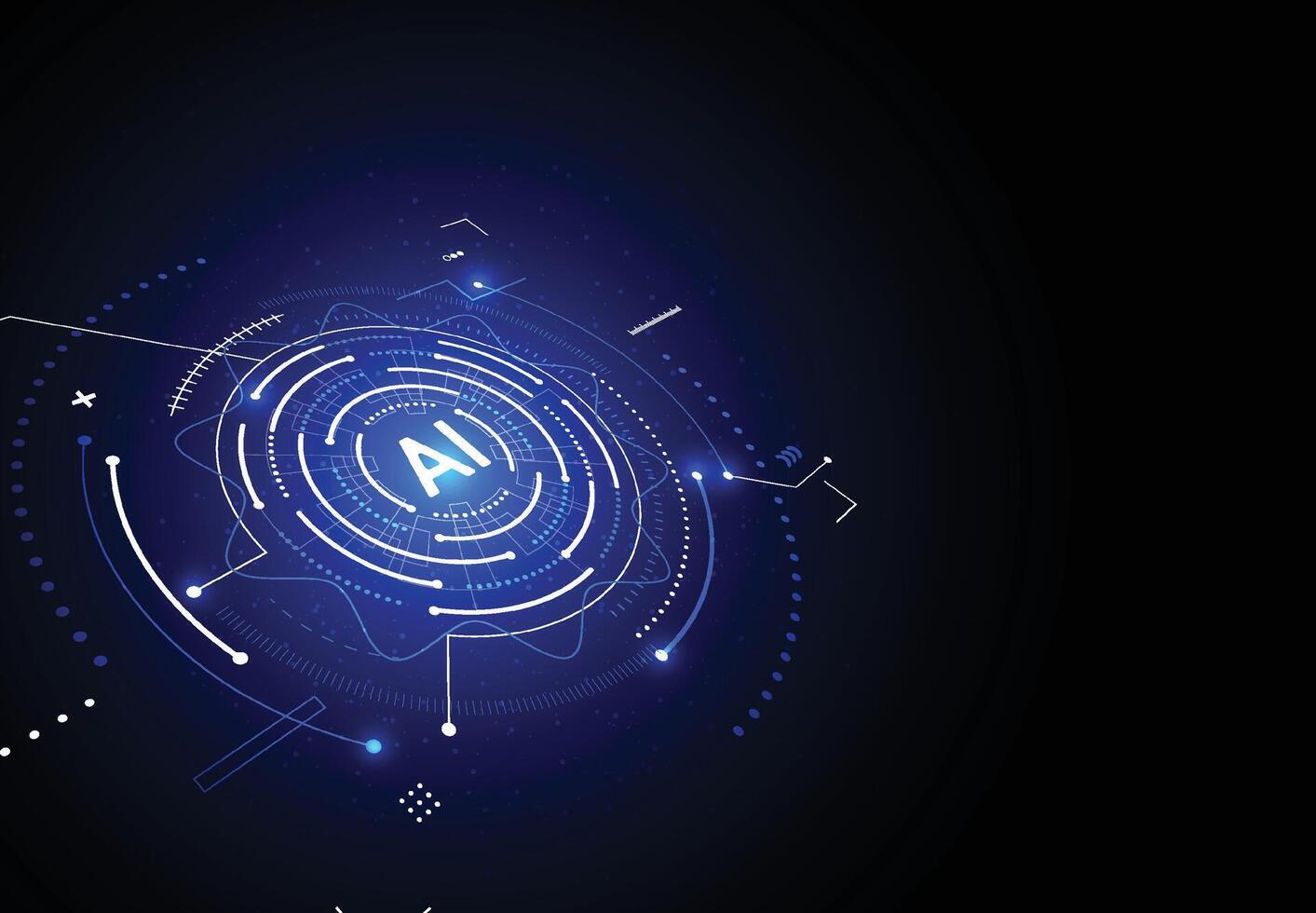 Artificial intelligence chipset on circuit board in futuristic concept technology artwork for web, banner, card, vector