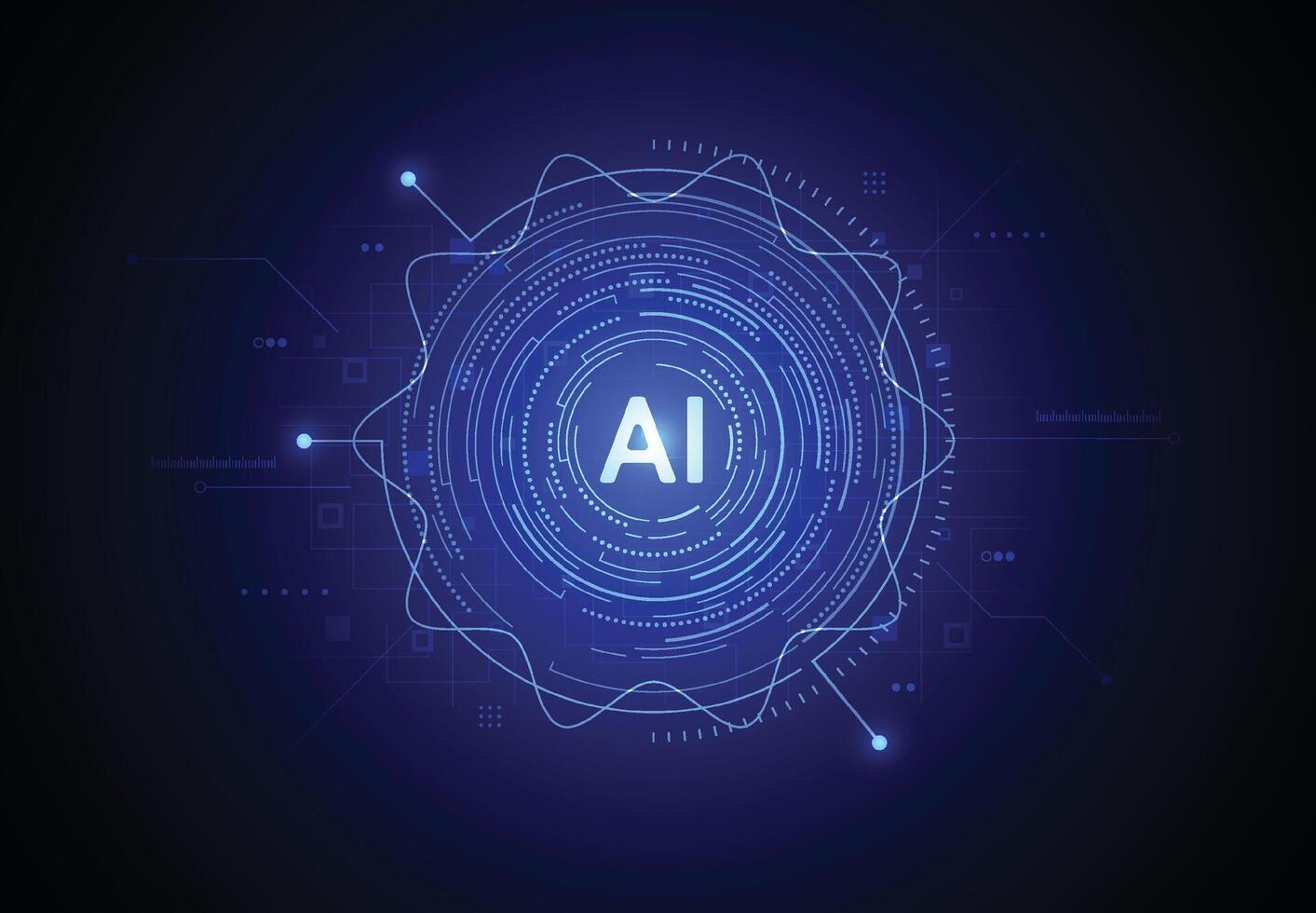Artificial intelligence circle on board in futuristic concept technology artwork. Communication and data network. illustration vector