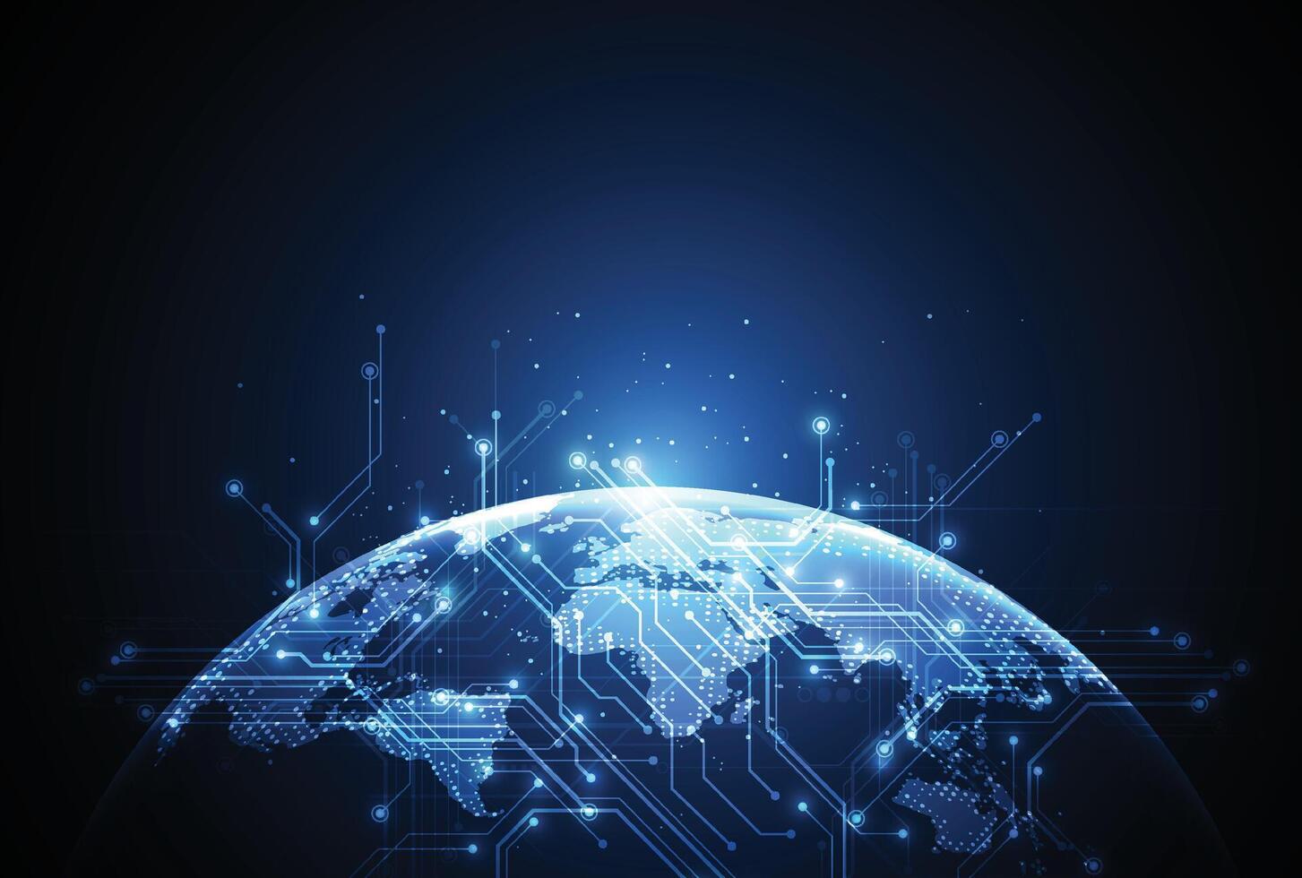 Abstract global network connection on technology background. World map point and line composition concept of global business vector