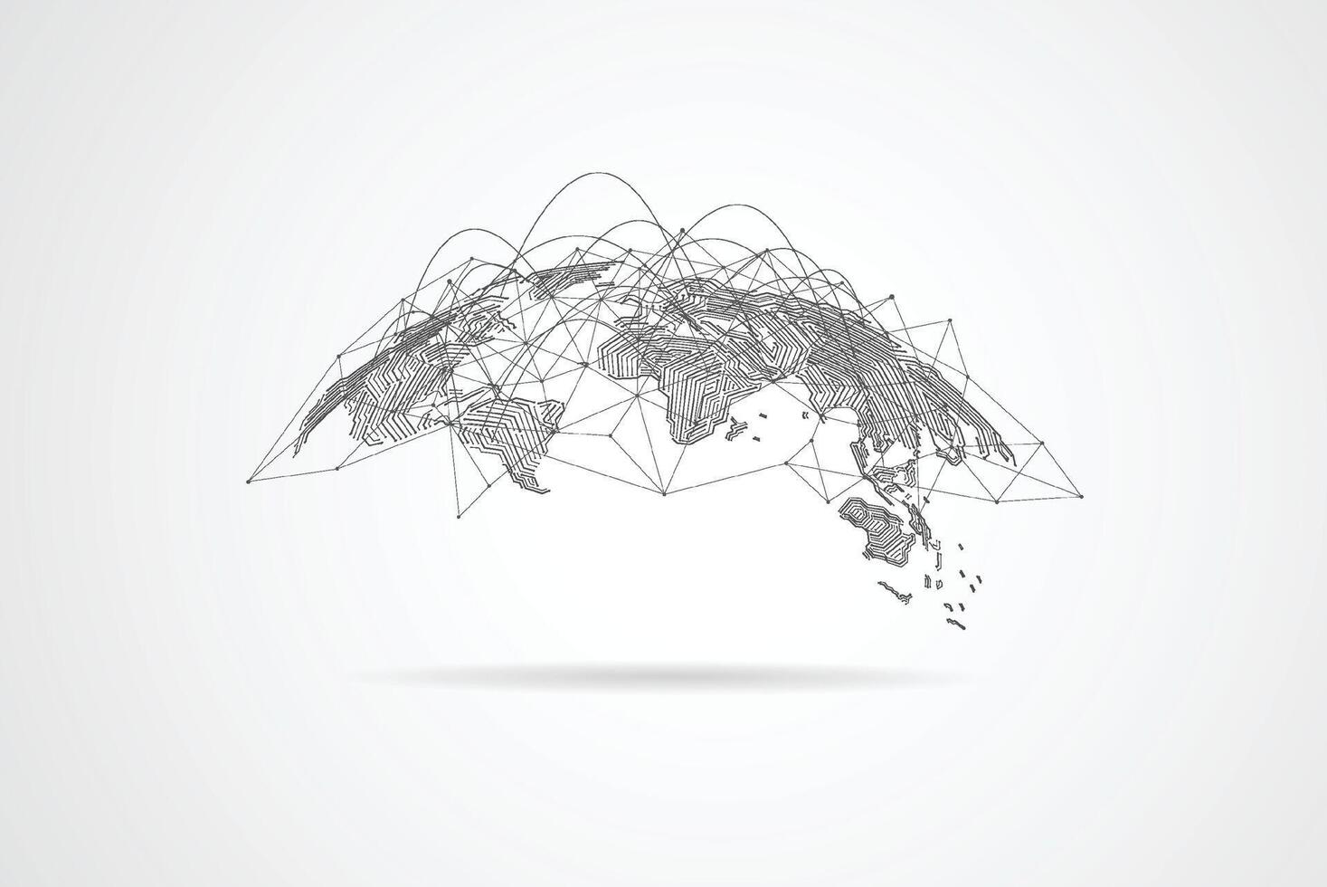 Global network connection circuit design. World map point and line composition concept of global business. Illustration vector