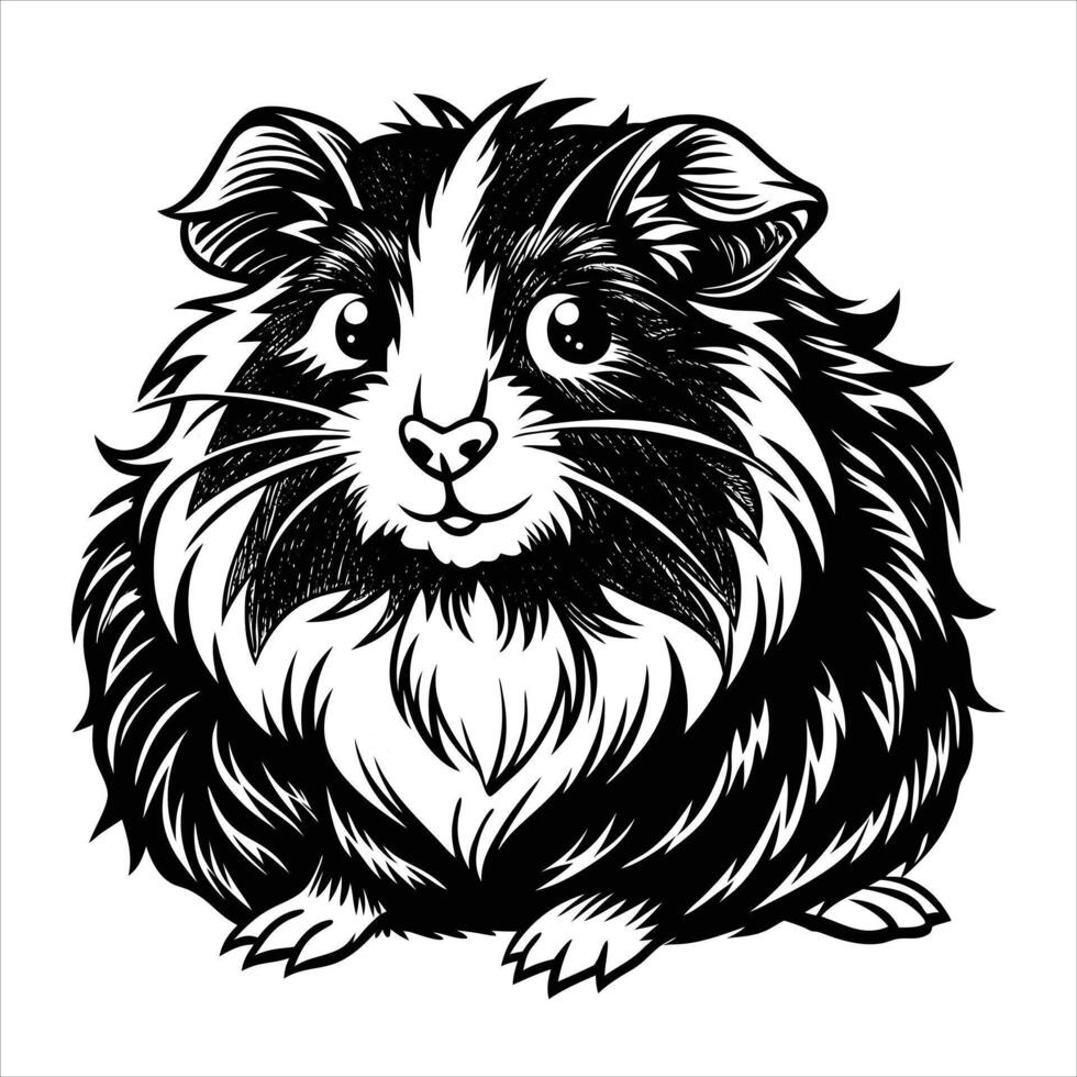 cute fluffy guinea pig sitting vector