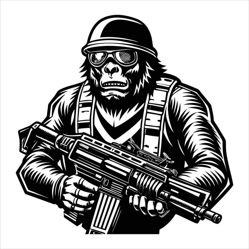 Gorilla Military HelmetC vector