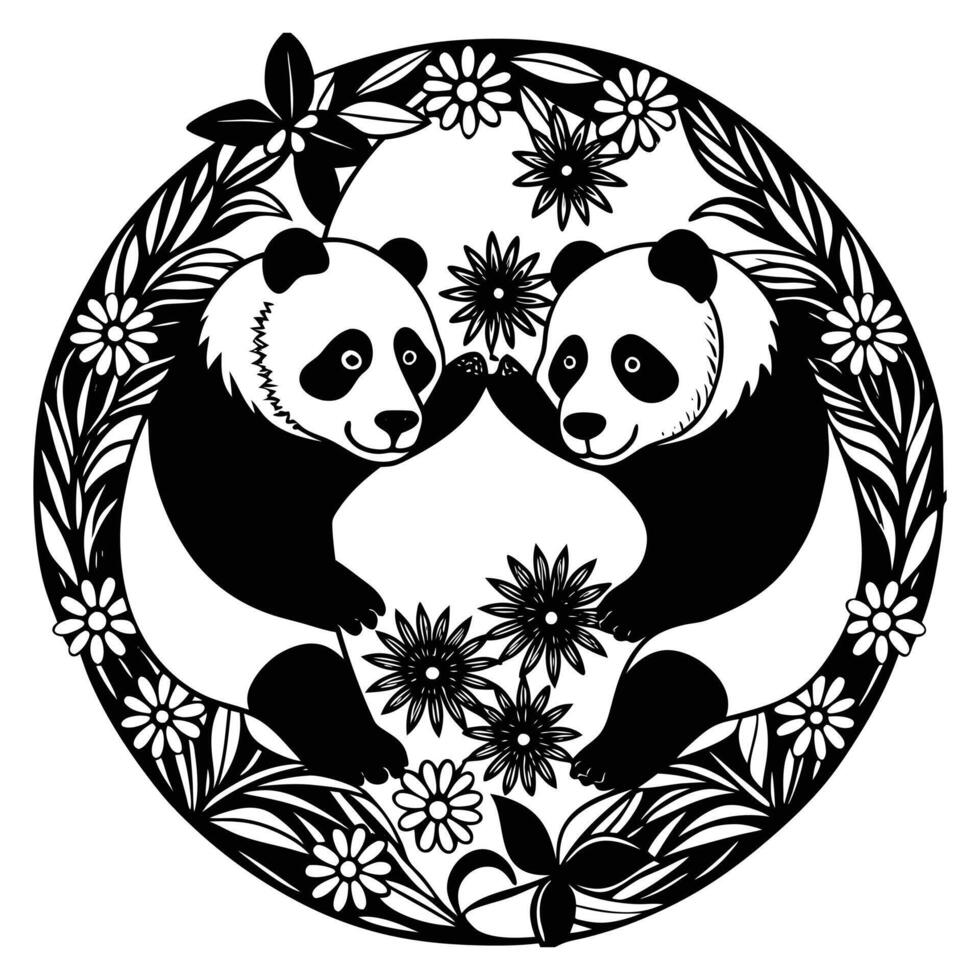 Yin Yang Panda Bear vector