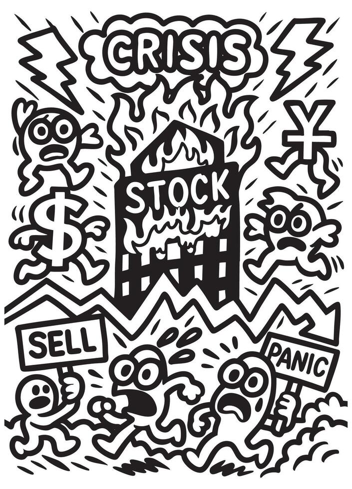 Crisis cartoon of stock market collapse vector