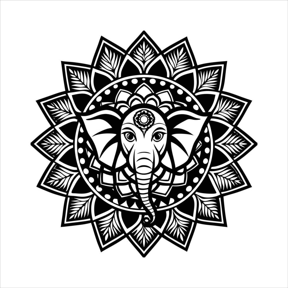 Intricate Elephant Mandala vector