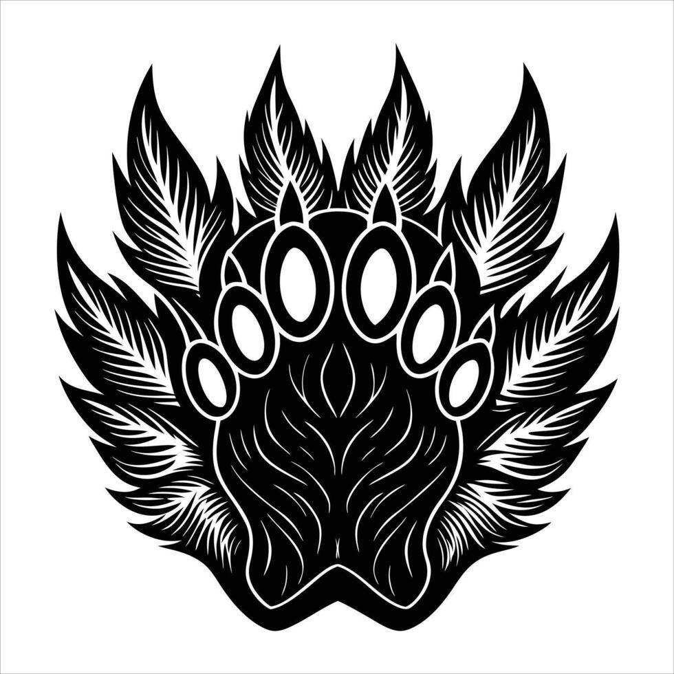 gothic inspired wolf paw vector