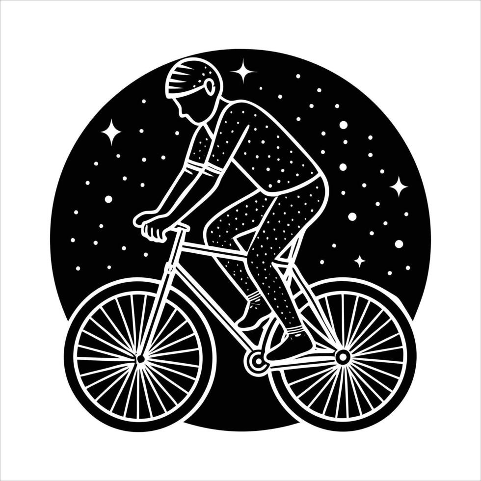 A cyclist rides through vector
