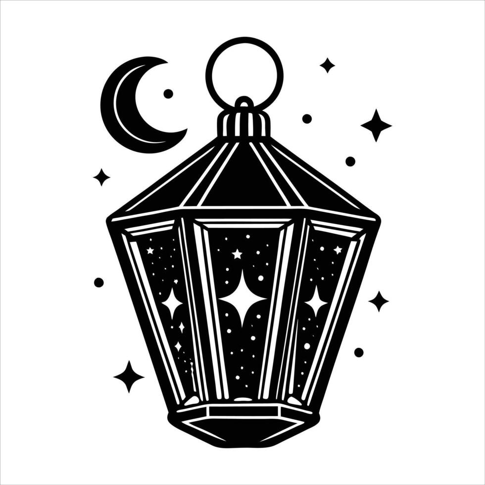 Moon Stars Lantern vector