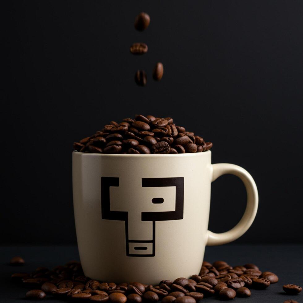 A coffee cup with a p logo on it photo