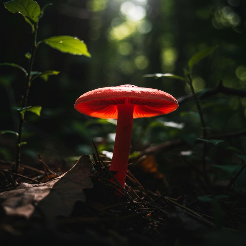 A red mushroom in the woods photo