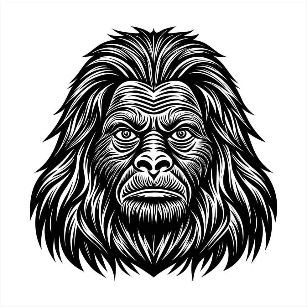 close up of bigfoot face vector