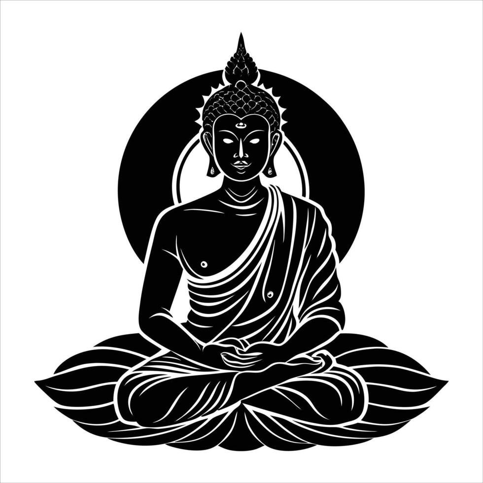 Buddha Statue indian illustration vector