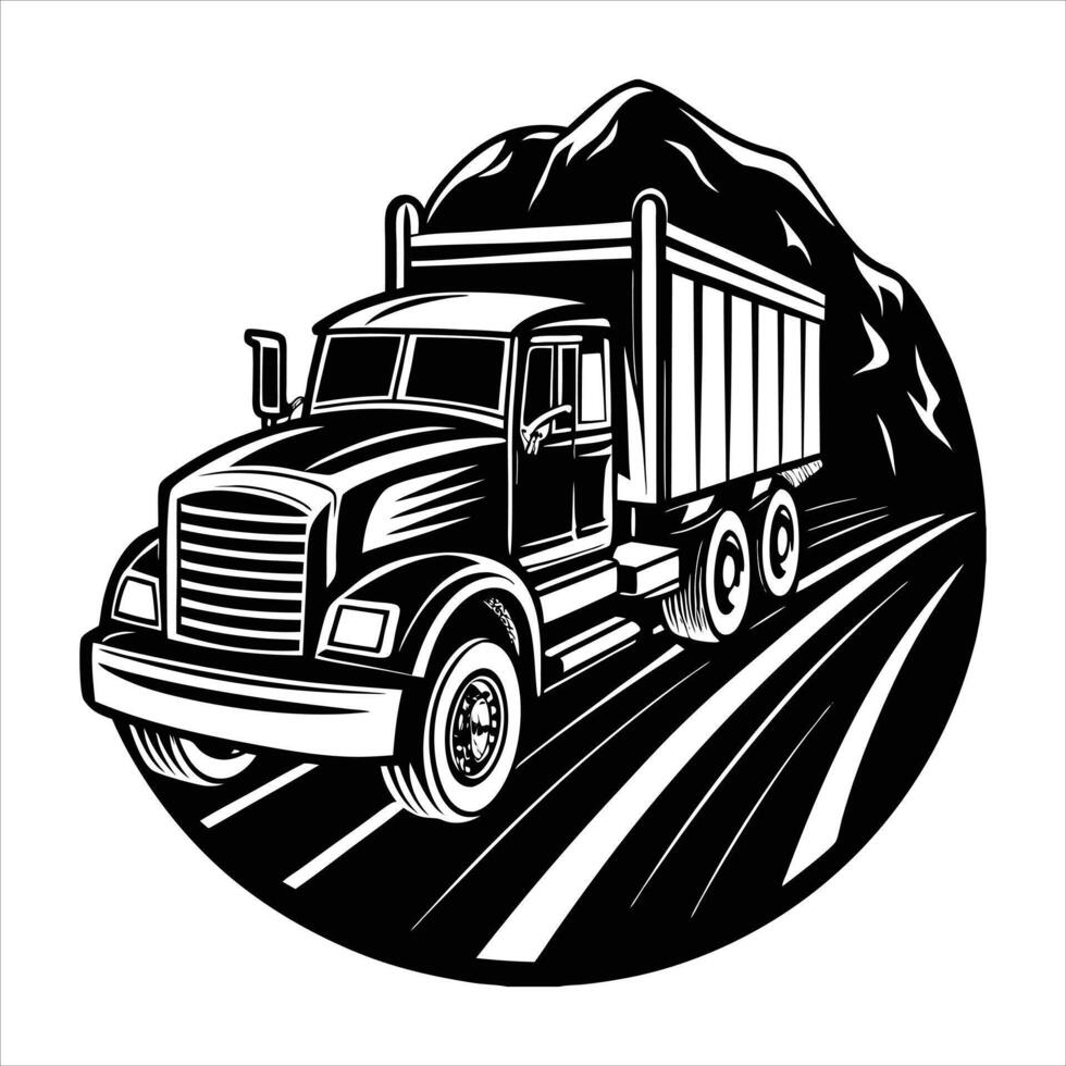 A shiny black truck with chrome accents hauling vector
