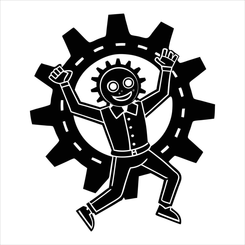 steampunk style glowing gear vector